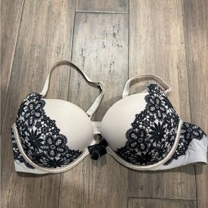 Victoria's Secret Cream and Black Lace Bra